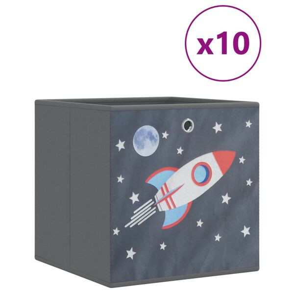 vidaXL &Scaron;katle za shranjevanje 10 kosov siv 32x32x32 cm blago