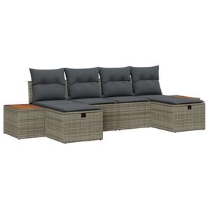 vidaXL Vrtna sedežna garnitura z blazino 6 pcs Siva poli ratan