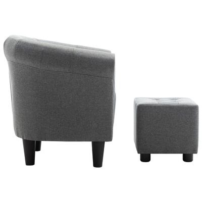 vidaXL Naslanjač in stolček 2-delni komplet svetlo sivo blago