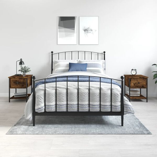 vidaXL Nočna mizica 2 kosa dimljeni hrast 34x35,5x45 cm inženirski les