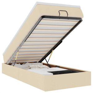 vidaXL Otomanski posteljni okvir z vzmetnico krem 100x200 cm blago