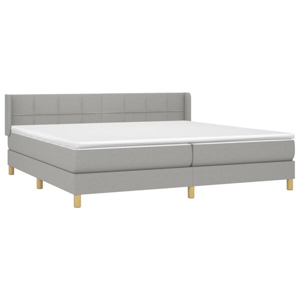 vidaXL Box spring postelja z vzmetnico svetlo siva 200x200 cm blago