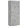 vidaXL Visoka komoda betonsko siva 69,5x34x180 cm inženirski les