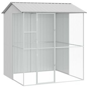 vidaXL Ptičnik s shranjevanjem Siva 215 x 210 x 247 cm Cinkana jeklena