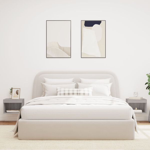 vidaXL Nočne omarice z LED lučkami stenske 2 kosa siva sonoma