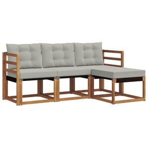 vidaXL Zunanja garnitura za sedenje 4 pcs Naravna in svetlo siva