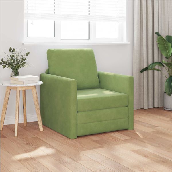 vidaXL Sofa postelja 60cm Svetlo zelena Žamet