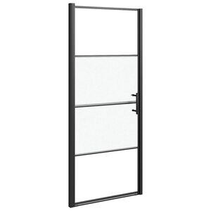 vidaXL Vrata za tu&scaron; 81x195 cm delno motno kaljeno steklo črna