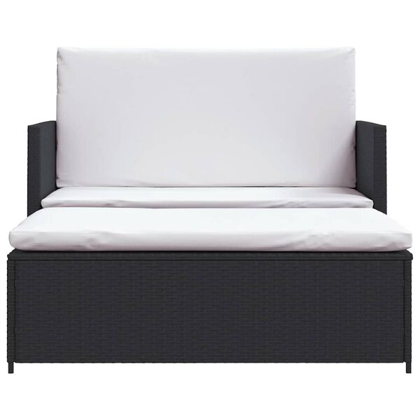 vidaXL Vrtna sedežna garnitura z blazinami 2-delna poli ratan črna