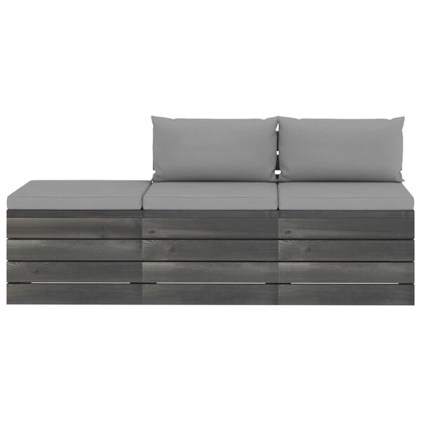 vidaXL Vrtna garnitura iz palet 3-delna z blazinami trdna borovina