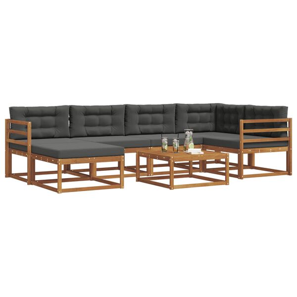 vidaXL Zunanja garnitura za sedenje 7 pcs Naravna in antracitna