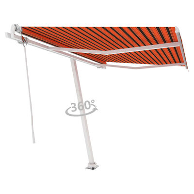 vidaXL Prostostoječa avtomatska tenda 350x250 cm oranžna/rjava