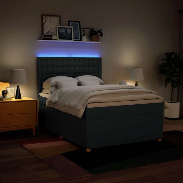 vidaXL Box spring postelja z vzmetnico modra 140x190 cm blago