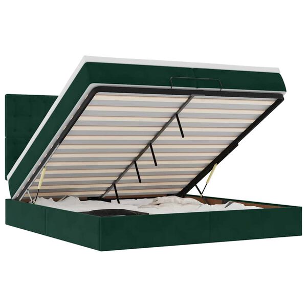 vidaXL Otomanski posteljni okvir z vzmetnicami zelen 200x200cm žamet