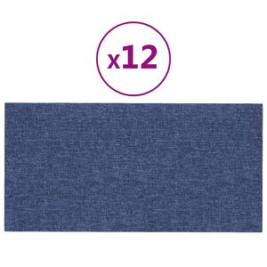 vidaXL Stenski paneli 12 kosov modri 30x15 cm blago 0,54 m²