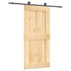 vidaXL Drsna vrata Naravna in črna 95 x 210 cm Masiven borov les