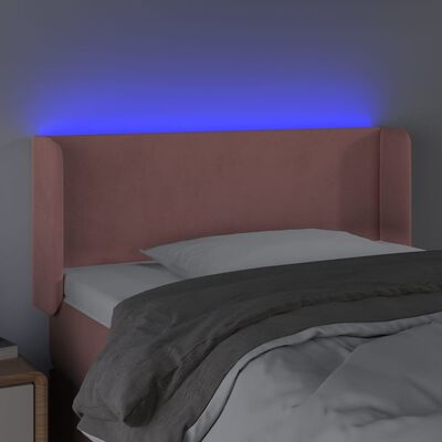 vidaXL LED posteljno vzglavje roza 93x16x78/88 cm žamet