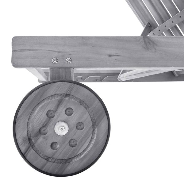 vidaXL Vrtni ležalnik z blazino sivi trden akacijev les