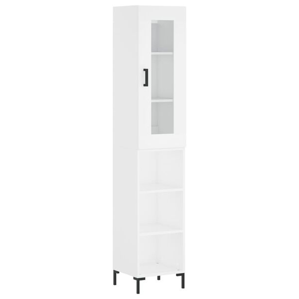 vidaXL Visoka omara bela 34,5x34x180 cm inženirski les