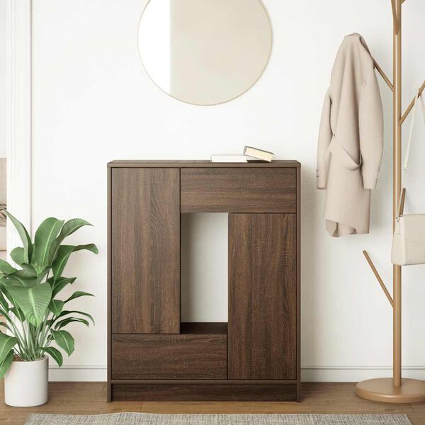 vidaXL Komoda s predali in vrati, rjavega hrasta, 73x31x90 cm