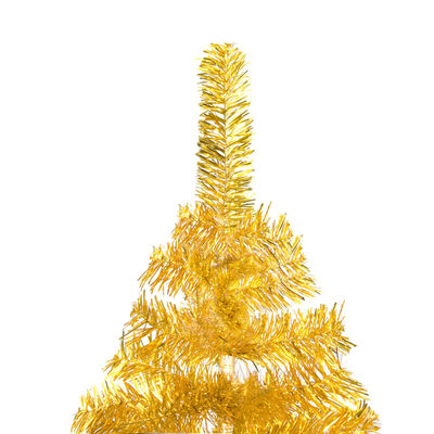 vidaXL Umetna osvetljena novoletna jelka z bunkicami zlata 180 cm PET