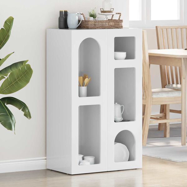 vidaXL Strani &scaron;al Visok sijaj bela 59 x 35 x 100,5 cm Konstruiran les