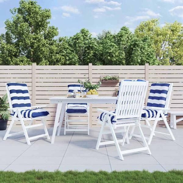 vidaXL Blazine za stole 4 kosi modro bele črte oxford tkanina