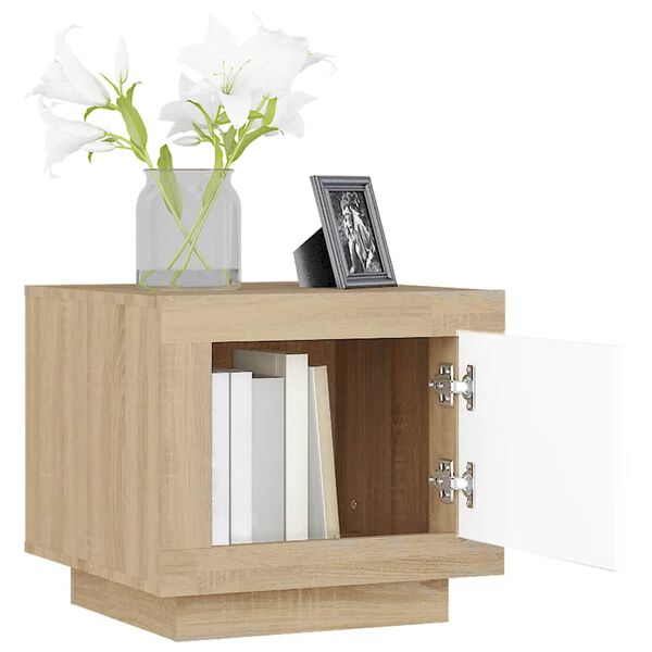 vidaXL Klubska mizica bela in sonoma hrast 51x50x45 cm konstruiran les