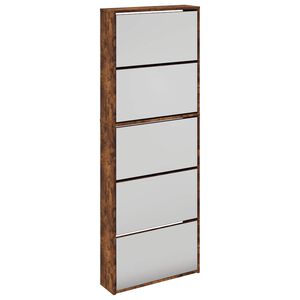vidaXL Omarica za čevlje z ogledalom 5-nadstropna hrast 63x17x169,5 cm