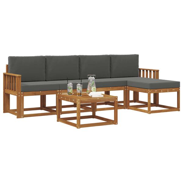 vidaXL Zunanja garnitura za sedenje 6 pcs Naravna in antracitna