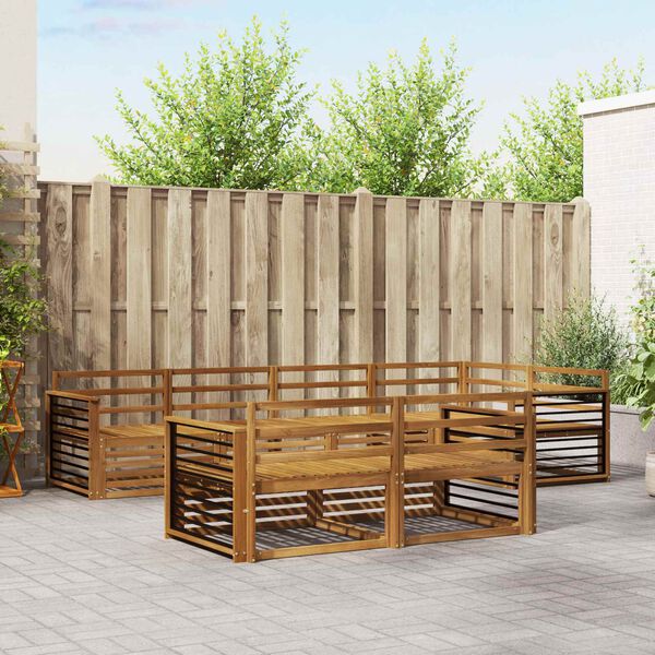 vidaXL Zunanja garnitura za sedenje 7 pcs Naravna Masiven les akacije