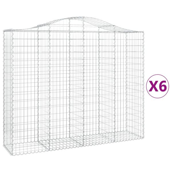 vidaXL Obokane gabion košare 6 kosov 200x50x160/180cm pocinkano železo