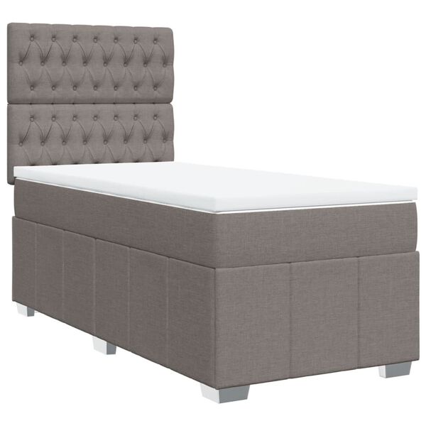 vidaXL Box spring postelja z vzmetnico taupe 100x200 cm blago