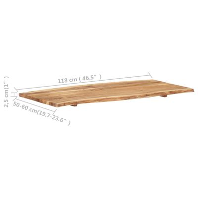 vidaXL Mizna plošča trden akacijev les 118x(50-60)x2,5 cm