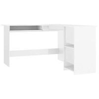 vidaXL Kotna miza L-oblike visok sijaj bela 120x140x75cm iverna plošča