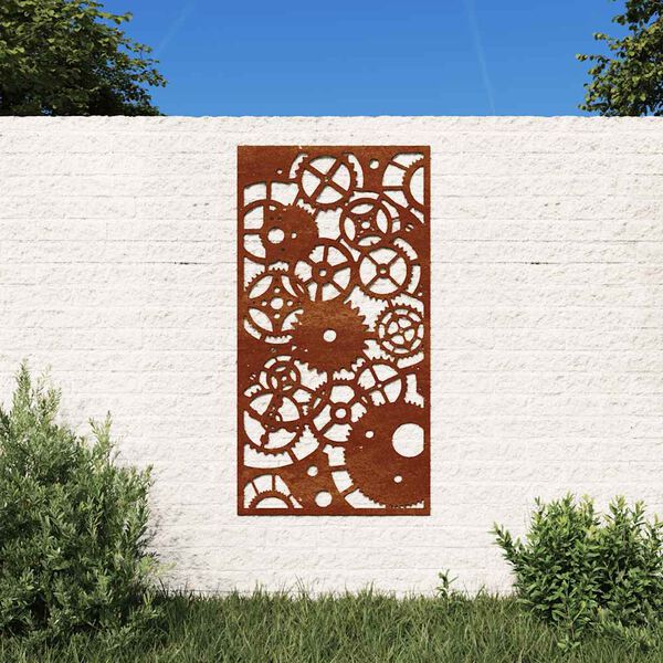 vidaXL Vrtna stenska dekoracija 105x55 cm corten jeklo zobniki