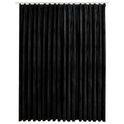 vidaXL Zatemnitvena zavesa z obešali žametna črna 290x245 cm