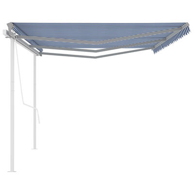 vidaXL Avtomatsko zložljiva tenda s stebrički 6x3,5 m modra in bela