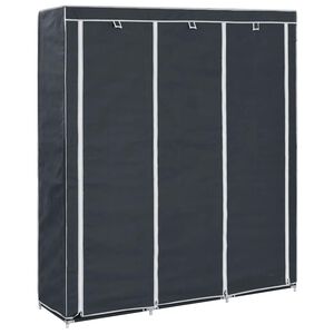 vidaXL Garderobna omara s predelki in palicami črna 150x45x175cm blago