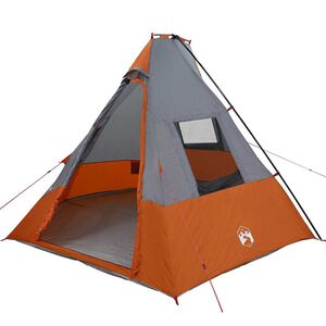 vidaXL Tipi &scaron;otor s streho Siva in oranžna 383 x 338 x 217 cm tafeta