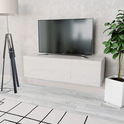 vidaXL TV omarica iverna plošča 120x40x34 cm visok sijaj bela