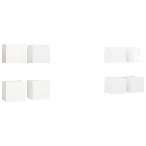 vidaXL Stenske TV omarice 8 kosov visok sijaj bele 30,5x30x30 cm