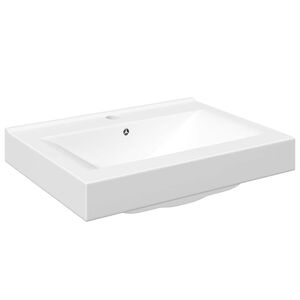 vidaXL Keramični umivalnik pravokoten bel z odprtino za pipo 60x46 cm
