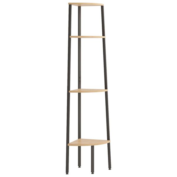 vidaXL 4-nadstropna kotna polica svetlo rjava in črna 45,5x31,5x150 cm