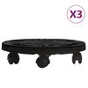 vidaXL Vozički za rastline s kolesi 3 kosi premer 30 cm črn 170 kg