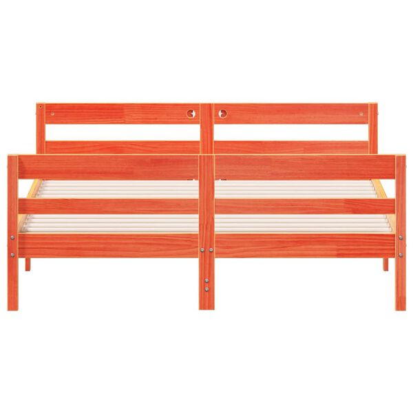vidaXL Posteljni okvir brez vzmetnice vo&scaron;čeno rjav 120x200 cm borovina