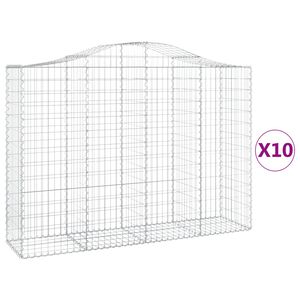 vidaXL Obokane gabion ko&scaron;are 10kosov 200x50x140/160cm pocinkano železo