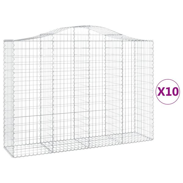 vidaXL Obokane gabion košare 10kosov 200x50x140/160cm pocinkano železo