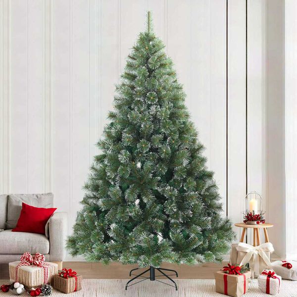 vidaXL Umretna tečajna božična jelka zasnežena Zelena 240 cm