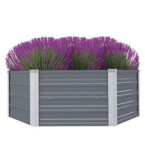 vidaXL Dvignjeno Vrtno Korito 129x129x45 cm Pocinkano Jeklo Sive Barve